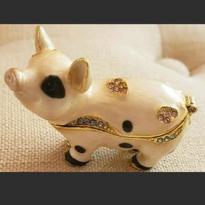 Pig Animal Jewelry Trinket Box with Hinged Lid